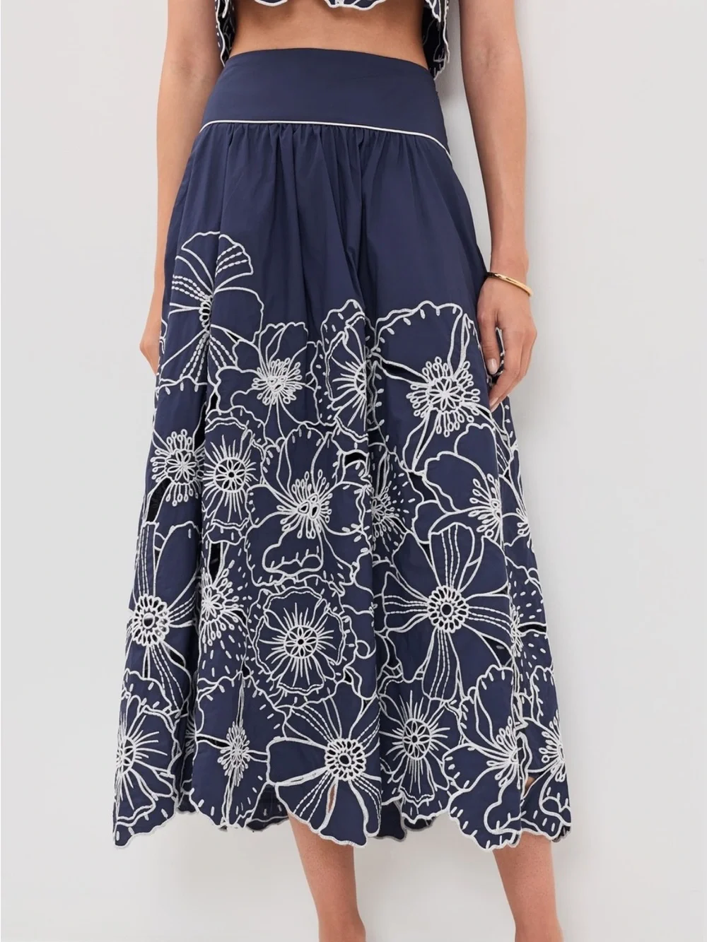 FARM Rio Flowers Richelieu Blue Skirt